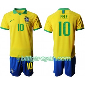 Billige Fotballdrakter Brasil PELE 10 Barn Hjemmedraktsett Copa América 2019 Kortermet